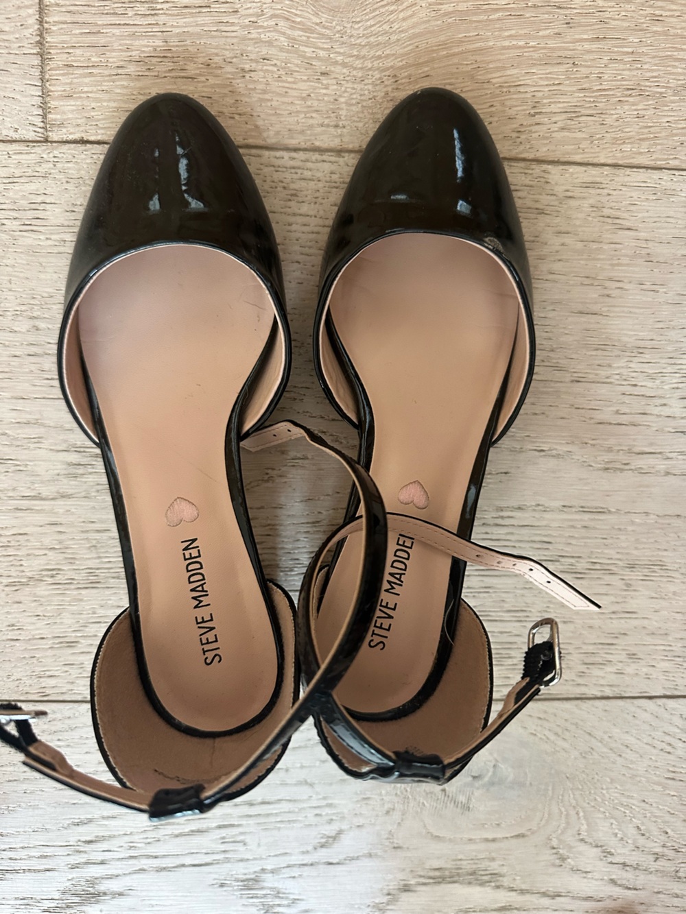 Little Girls-  Size 3 -Steve Madden Black Patent Open-Toe Ankle-Strap Heels